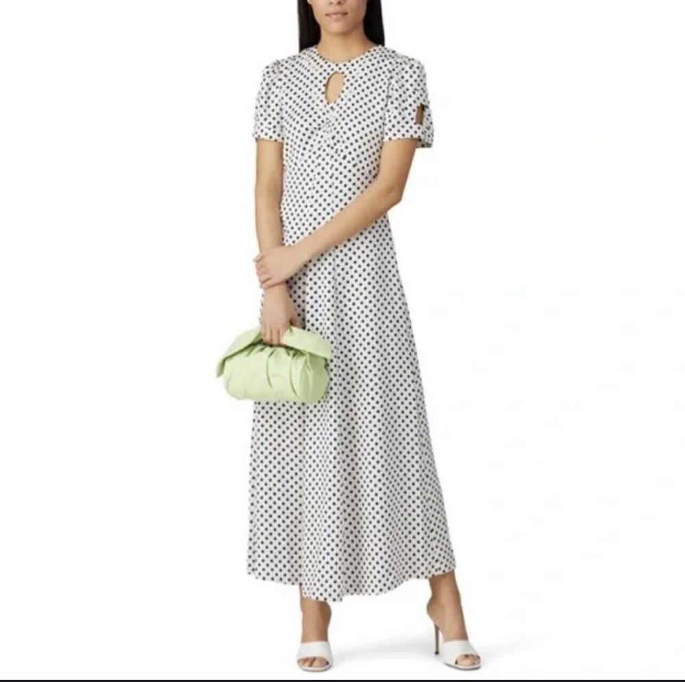 Alexachung White Black Polka Dot Keyhole Maxi Dress UK 14 US 10